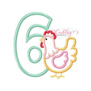 Chicken Sixth Birthday Applique