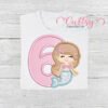 6th Birthday Mermaid Applique Embroidery Design
