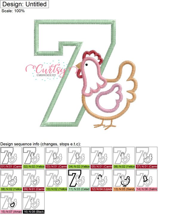 7 Chicken Applique Stitch Map 72 7 Chicken Applique Stitch Map 72