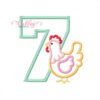 7th Birthday Chicken Applique Design