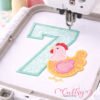 7th Birthday Chicken Applique Embroidery Design Logo 2