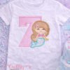 7th Birthday Mermaid Applique Embroidery Design Lgo 2