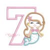 7th Birthday Mermaid Embroidery Applique Design