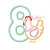 8th Birthday Chicken Applique Design