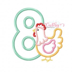 Chicken Eighth Birthday Applique