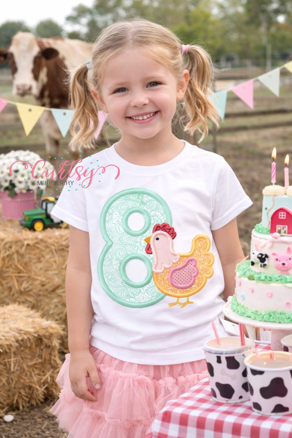 8th Birthday Chicken Applique Design Picture Logo 2 8th Birthday Chicken Applique Design Picture Logo 2