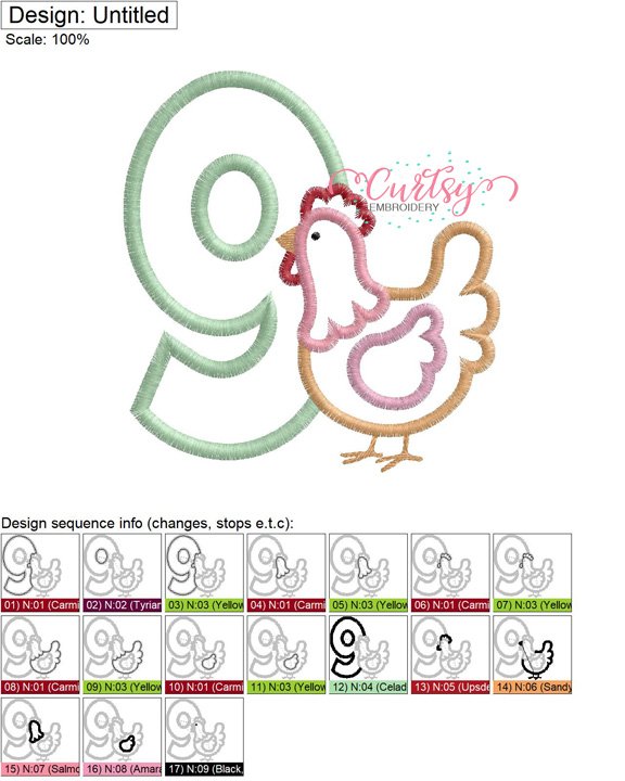 9 Chicken Applique Stitch Map 72 9 Chicken Applique Stitch Map 72