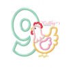 9th Birthday Chicken Applique Design