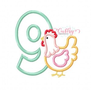 Chicken Ninth Birthday Applique