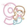 9th Birthday Mermaid Applique Embroidery Design 9th Birthday Mermaid Applique Embroidery Design