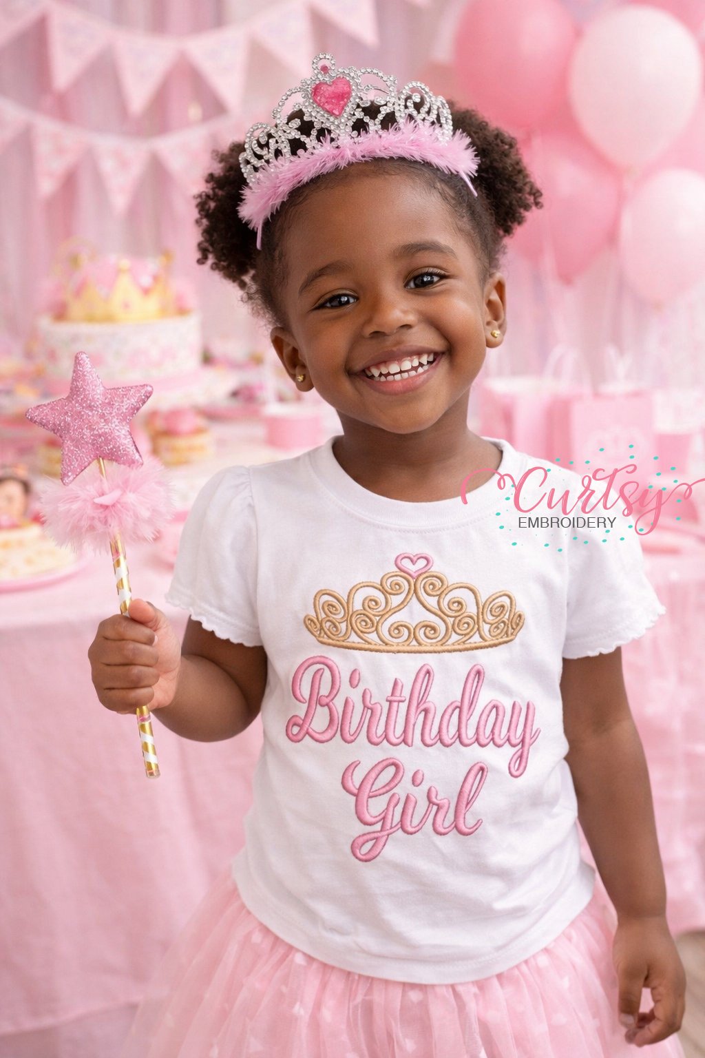 Birthay Girl Tiara Embroidery Design Logo 2