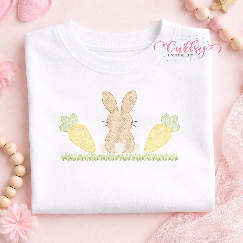 Bunny with Carrots Quick Stitch Embroidery Design _ Logo 1 Bunny with Carrots Quick Stitch Embroidery Design _ Logo 1