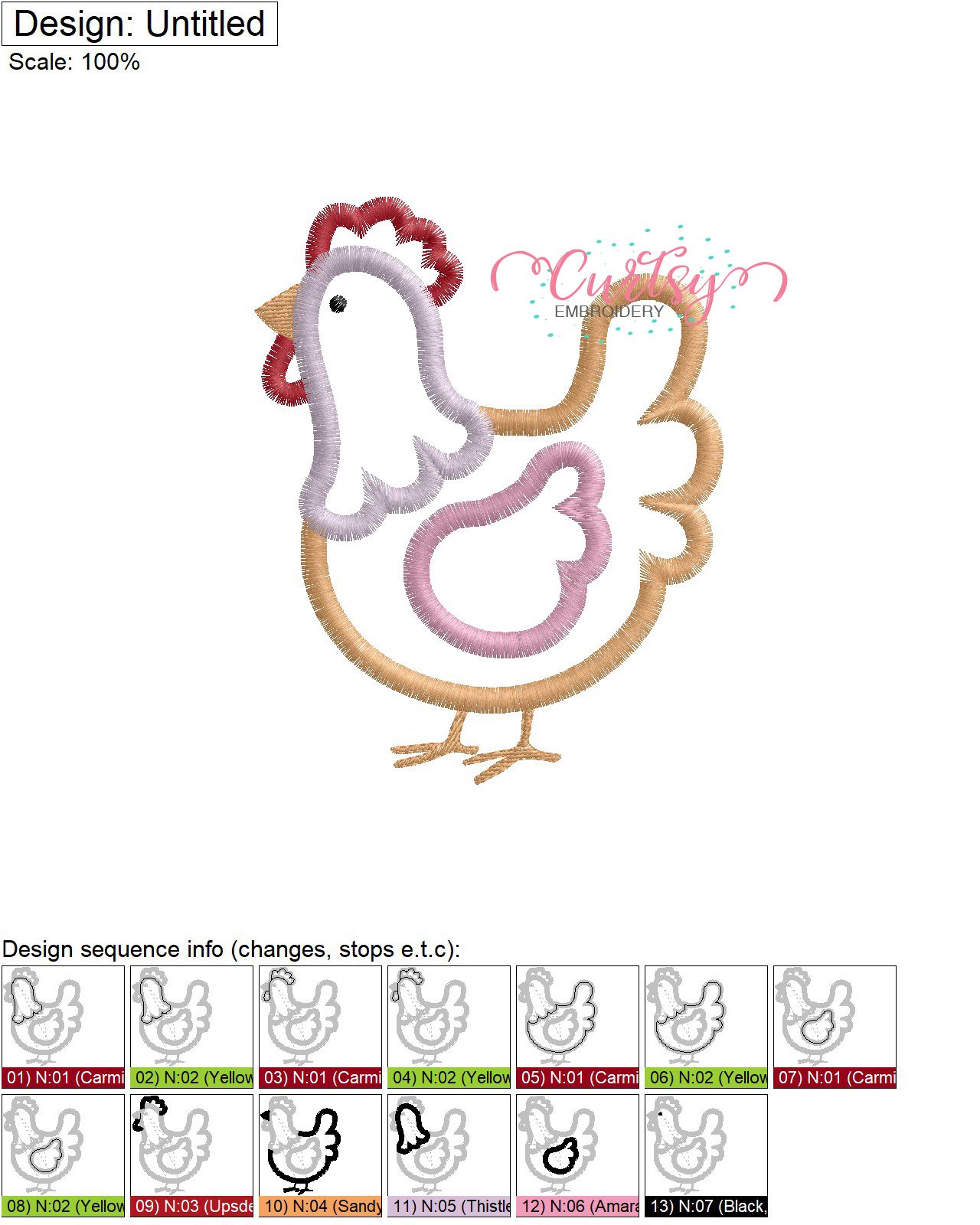 Chicken Applique Design Stitch Map Chicken Applique Design Stitch Map