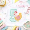 Fifth Birthday Chicken Applique Embroidery Design Logo 1
