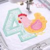 Fourth Birthday Chicken Embroidery Applique Logo 3