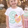 Ninth Birthday Chicken Applique Embroidery Design Logo 2