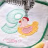 Ninth Birthday Chicken Applique Embroidery Design Logo 3