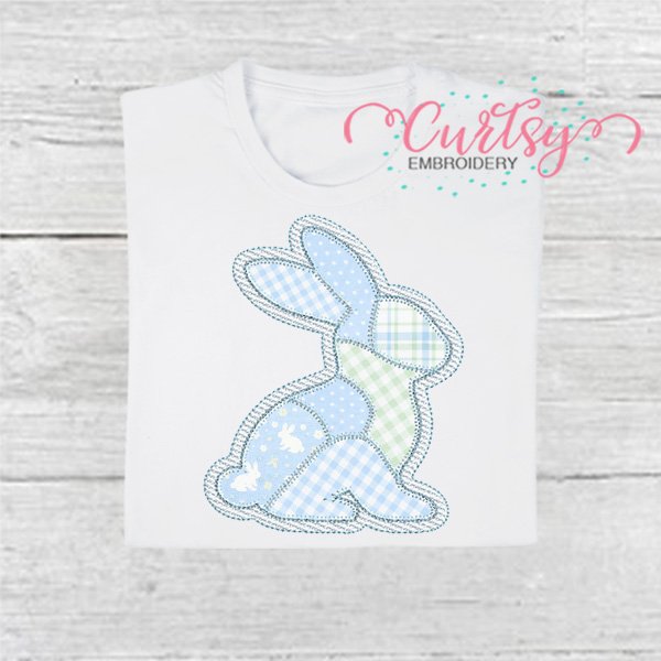 Patchwork Boy Bunny Applique Design 600