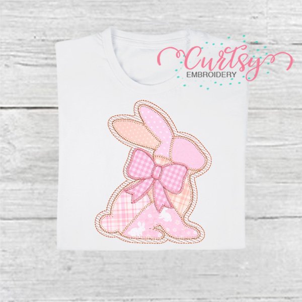Patchwork Girl Bunny Applique Design 600