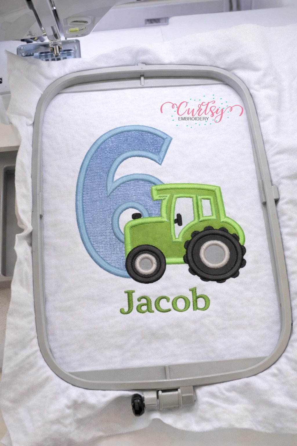 6th Birthday Tractor Applique Design _ Logo 3