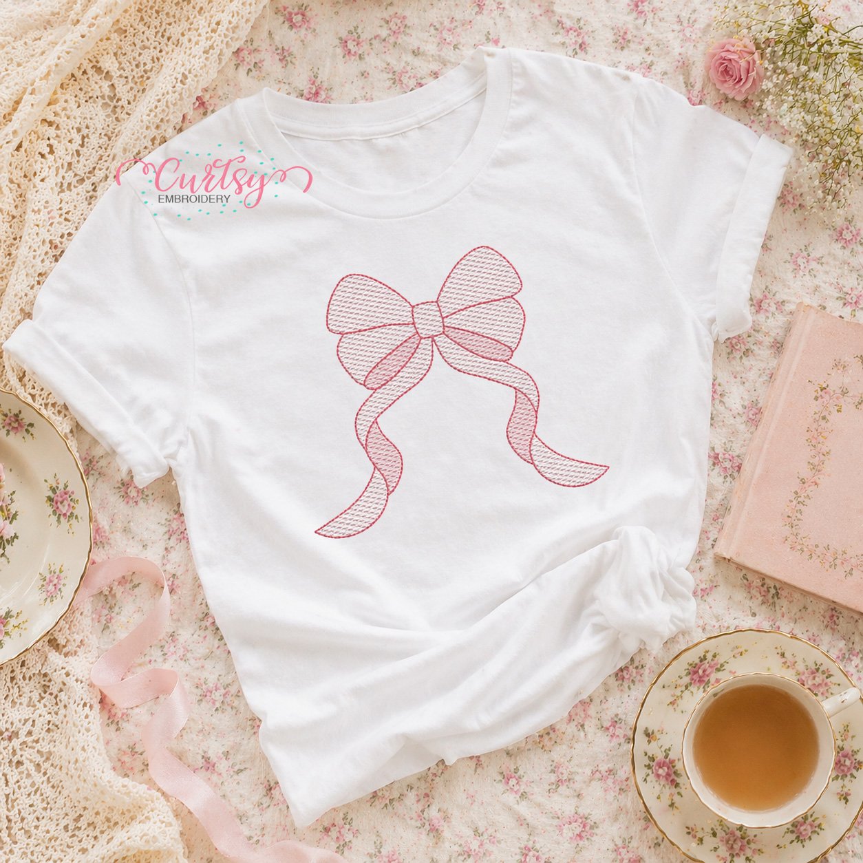 Coquette Bow Quick Stitch Embroidery Design _ Logo 1