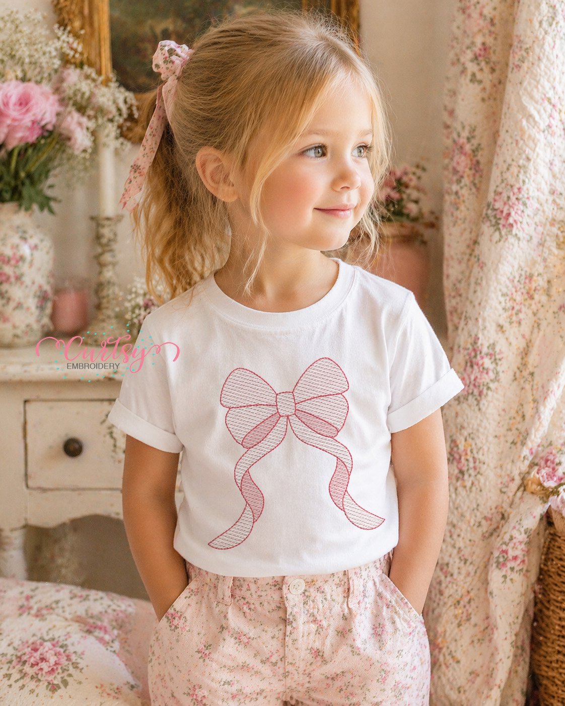 Coquette Bow Quick Stitch Embroidery Design _ Logo 2