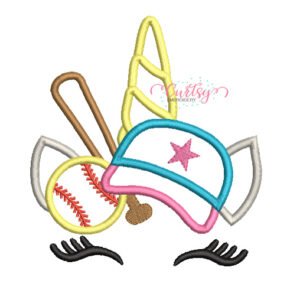 Softball Unicorn Applique