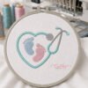 Heart Stethoscope Baby Feet Embroidery Design _ Logo 3 Heart Stethoscope Baby Feet Embroidery Design _ Logo 3