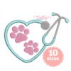 Heart Stethoscope Paws Embroidery Design _ Website