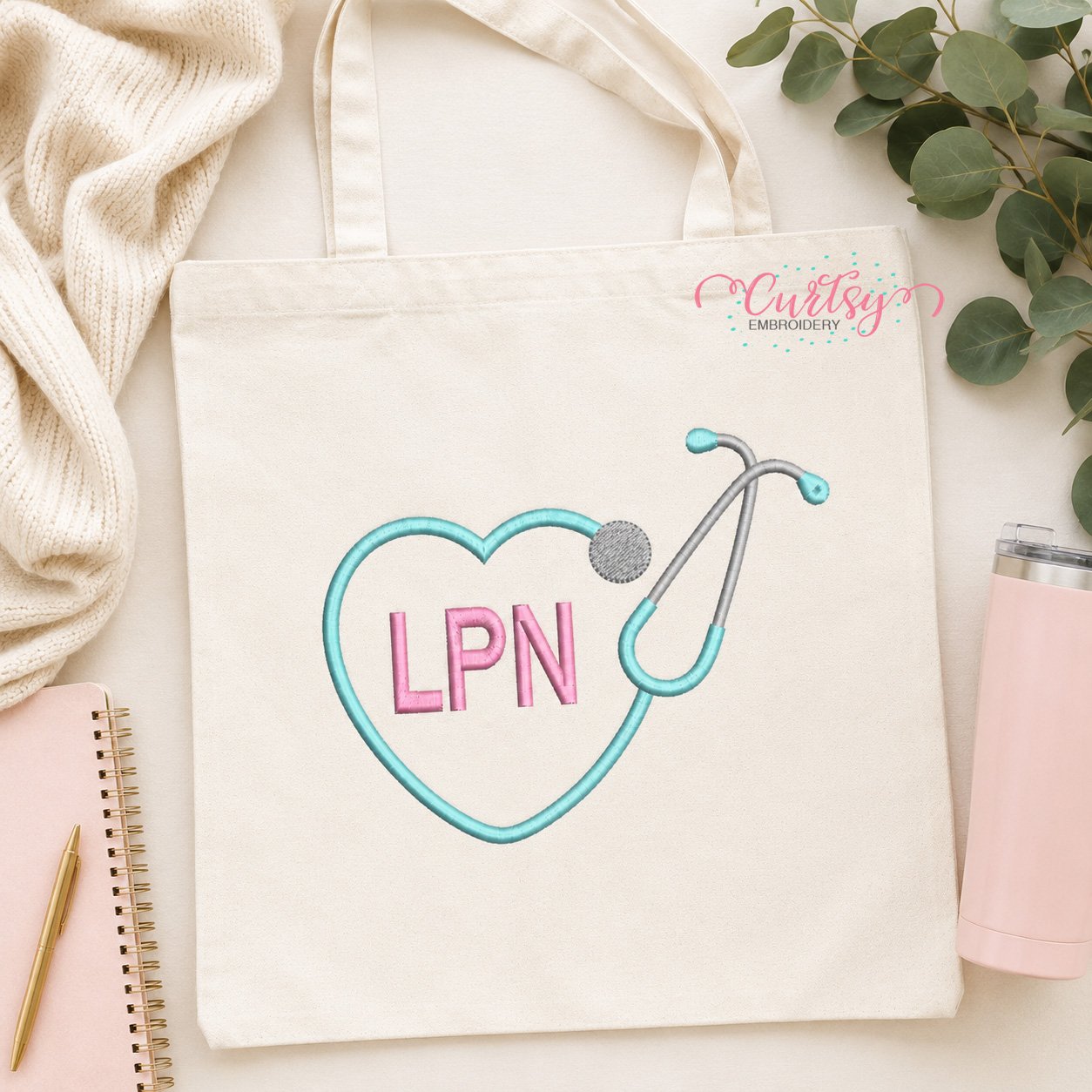 LPN Heart Stethoscope Embroidery Design _ Logo 1 LPN Heart Stethoscope Embroidery Design _ Logo 1