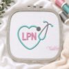 LPN Heart Stethoscope Embroidery Design _ Logo 3