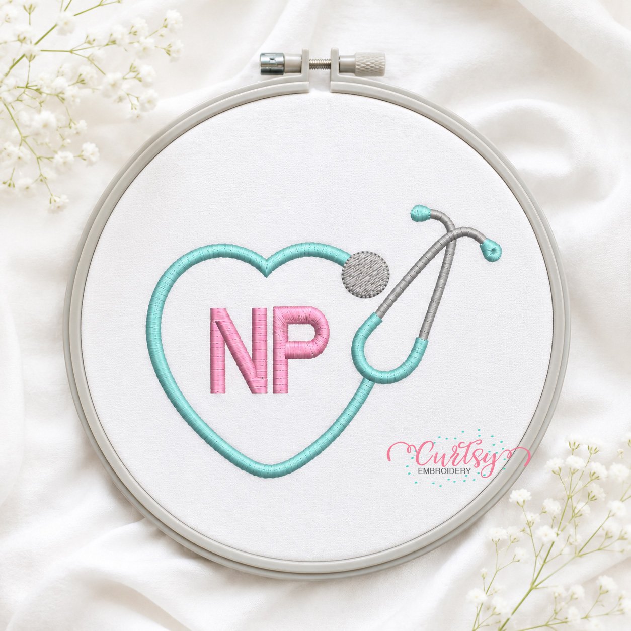 NP Stethoscope Heart Embroidery Design _ Logo 3 NP Stethoscope Heart Embroidery Design _ Logo 3