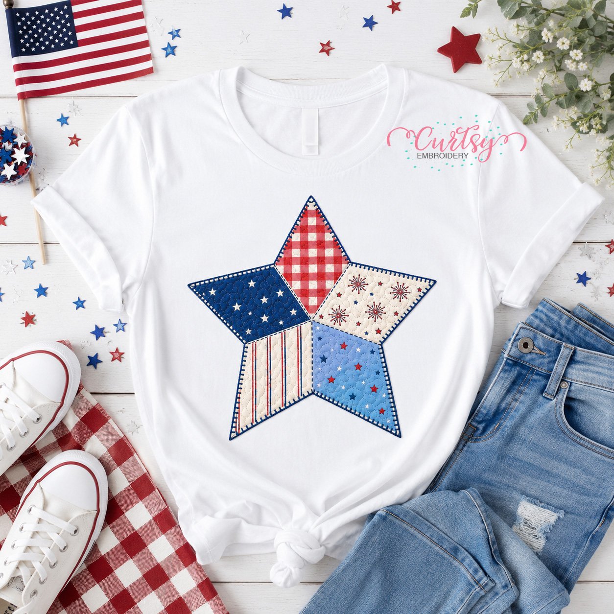 Quilted Star Applique Design _ Logo 1