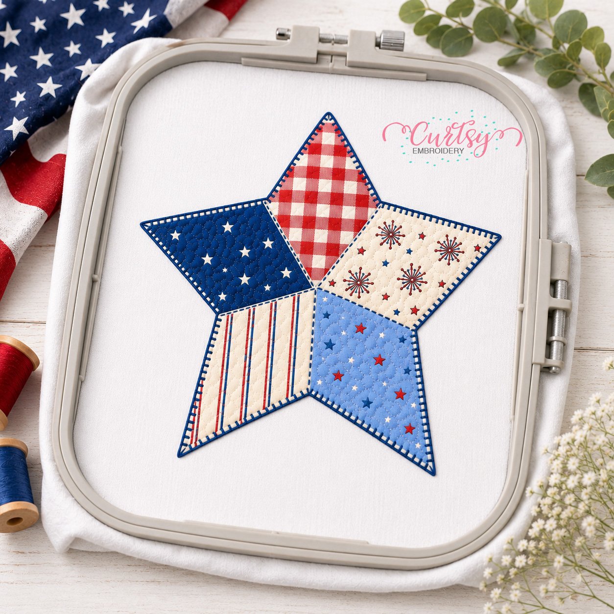 Quilted Star Applique Design _ Logo 3