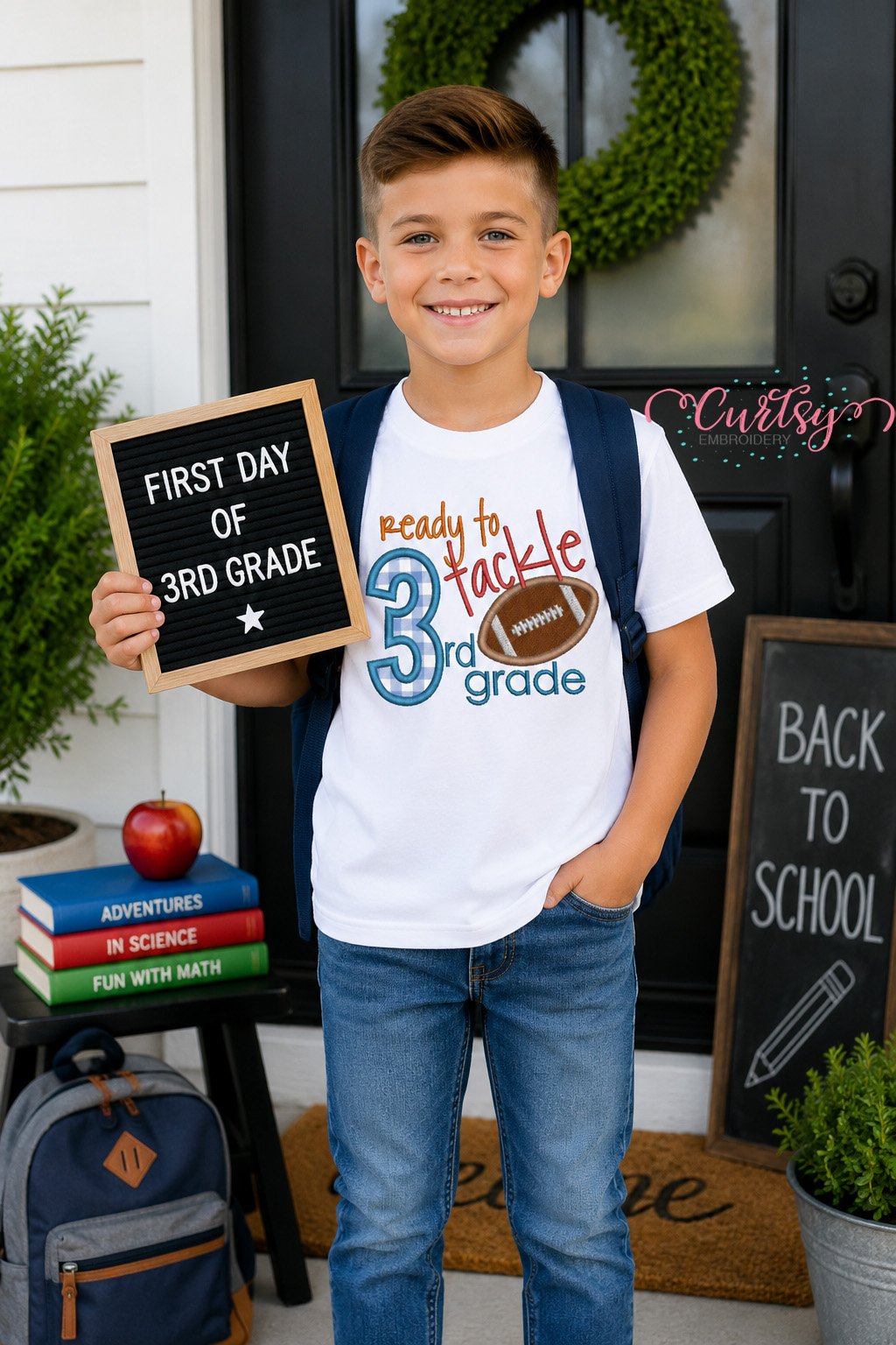 Ready to Tackle 3rd Grade Applique Design _ Logo 2