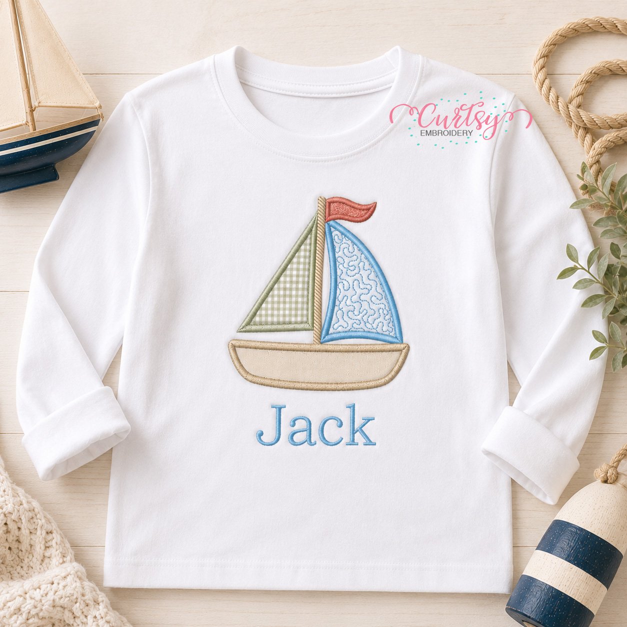 Sailboat Applique Design _ Logo 1