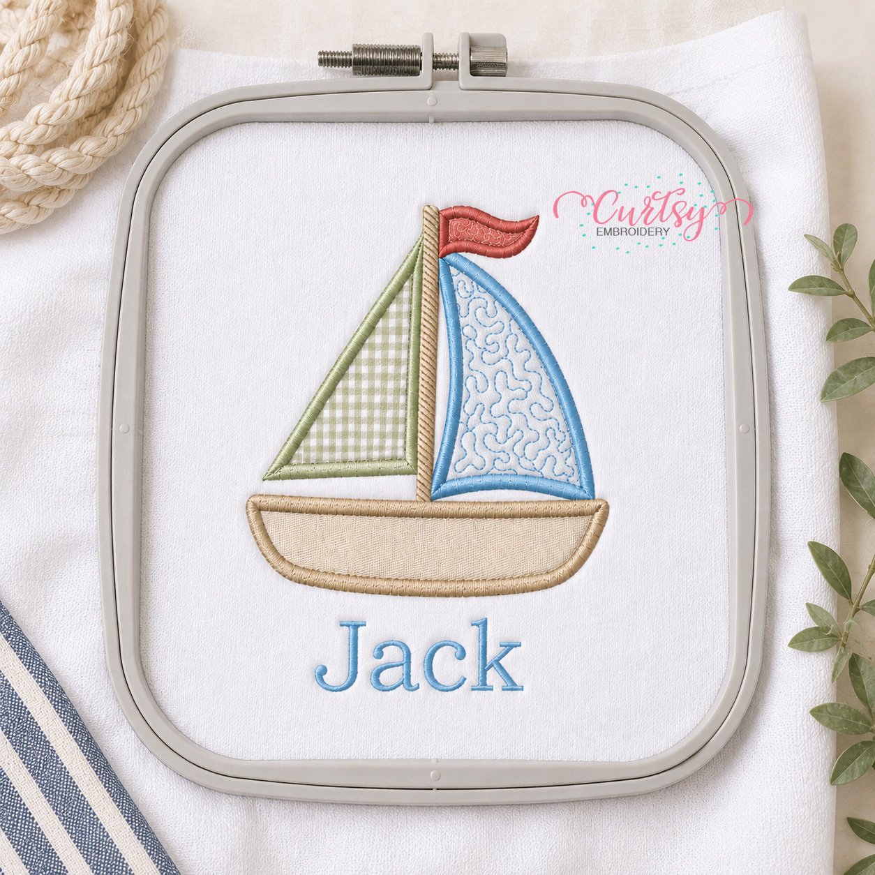 Sailboat Applique Design _ Logo 3