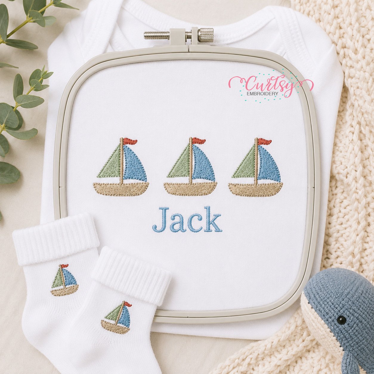 Sailboat Mini Embroidery Designs _ Logo 3