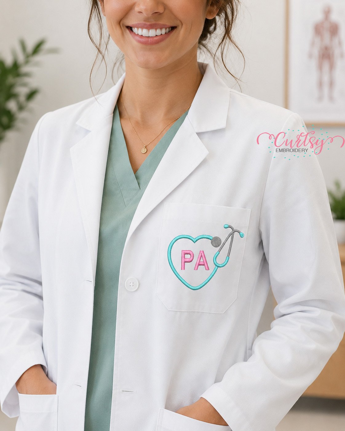 Stethoscope Heart PA Embroidery Design _ Logo 2 Stethoscope Heart PA Embroidery Design _ Logo 2