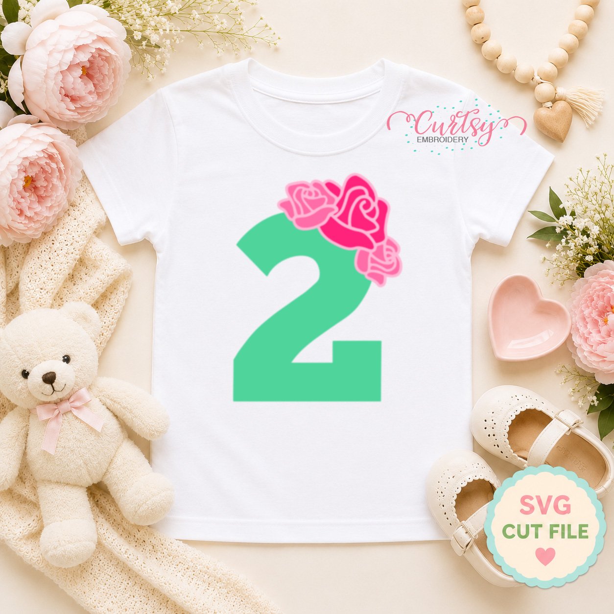 2nd Birthday Roses SVG File _ Logo 1