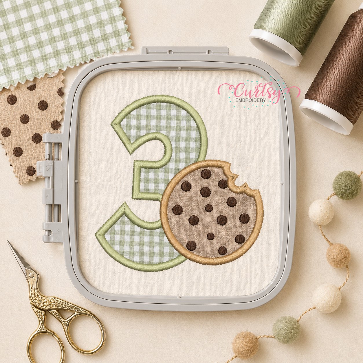 3rd Birthday Cookie Applique Design _ Logo 3