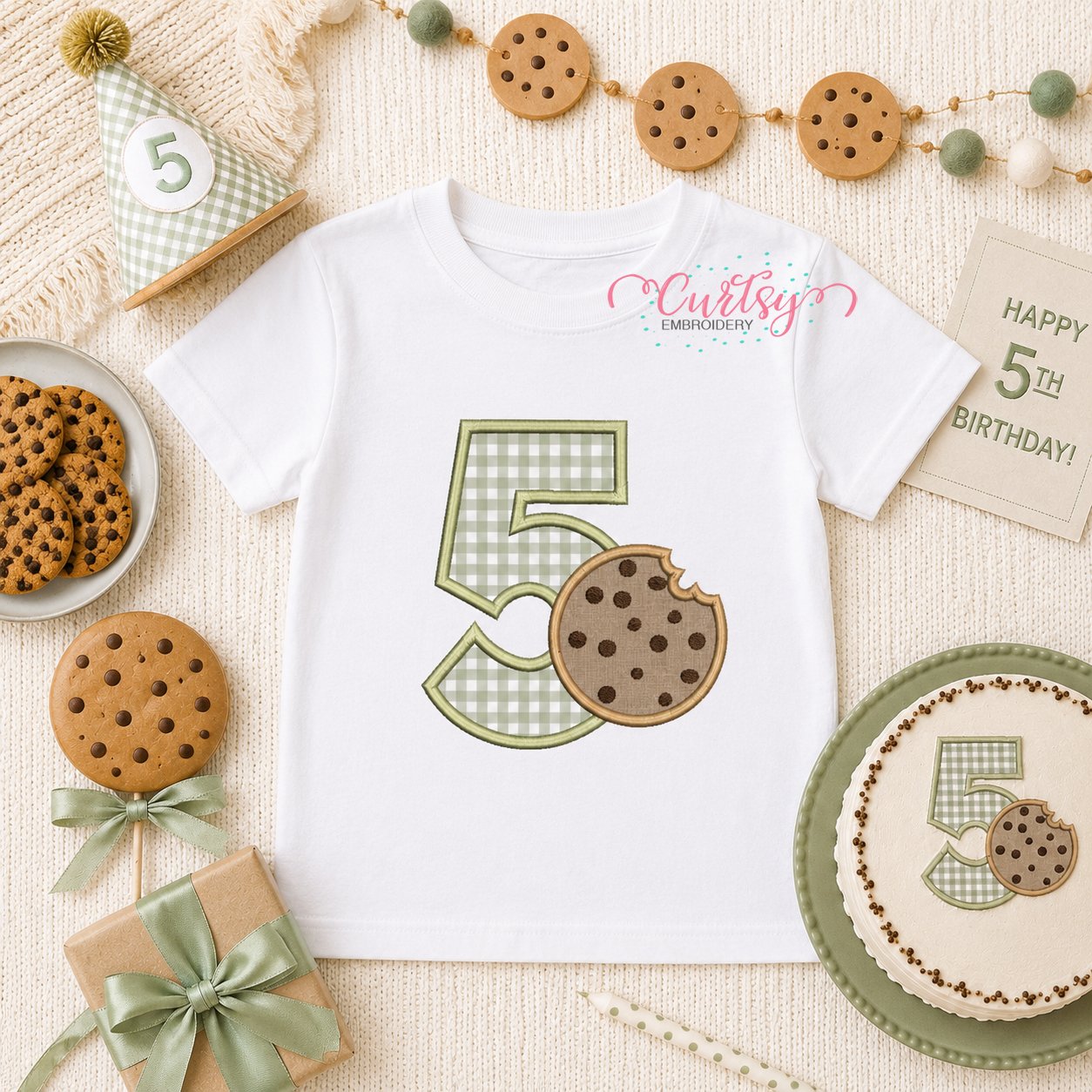 5th Birthday Cookie Applique Design _ Logo 1