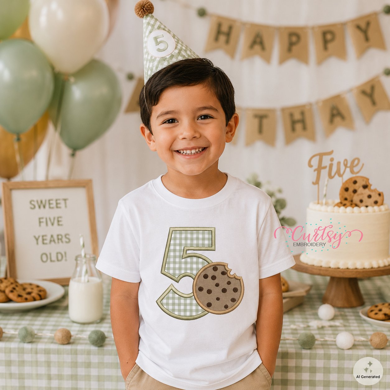 5th Birthday Cookie Applique Design _ Logo 2