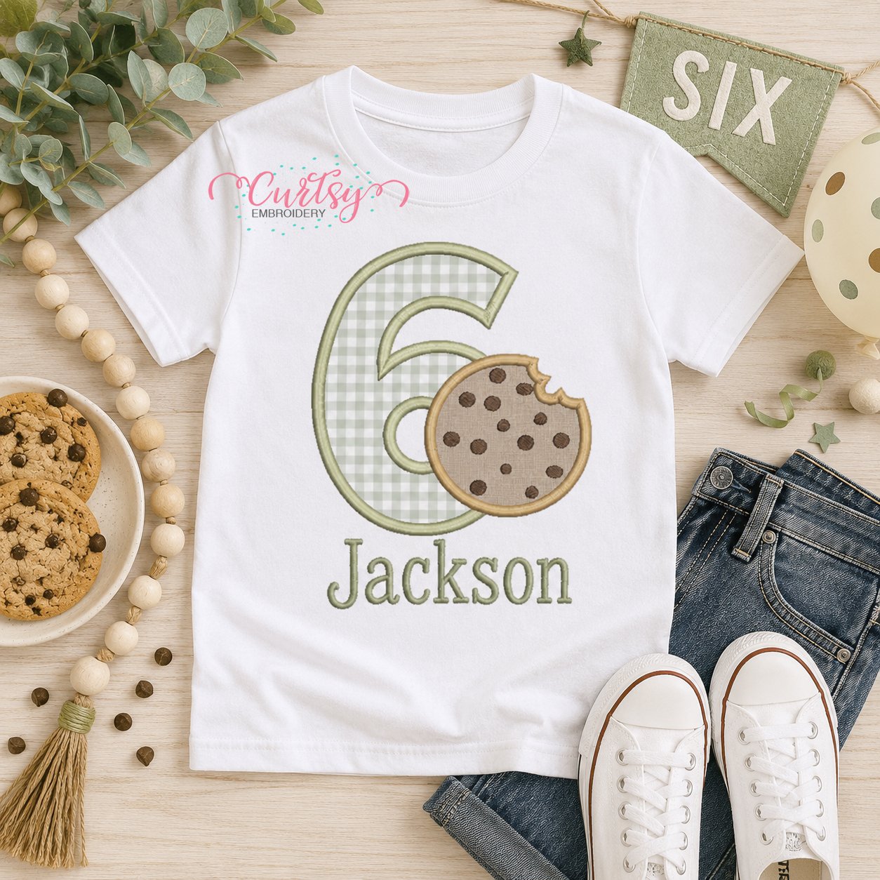 6th Birthday Cookie Applique Design _ Logo 1