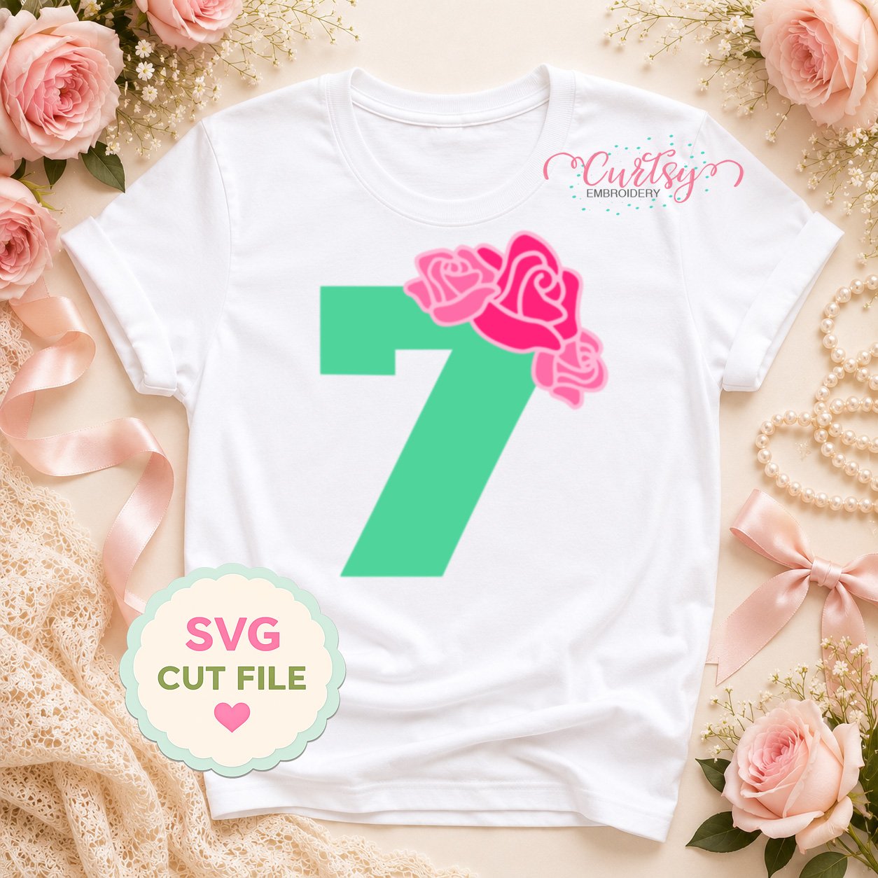 7th Birthday Roses SVG Files _ Logo 1