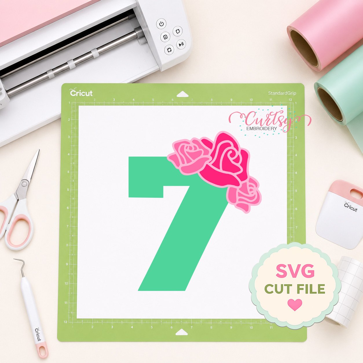 7th Birthday Roses SVG Files _ Logo 2
