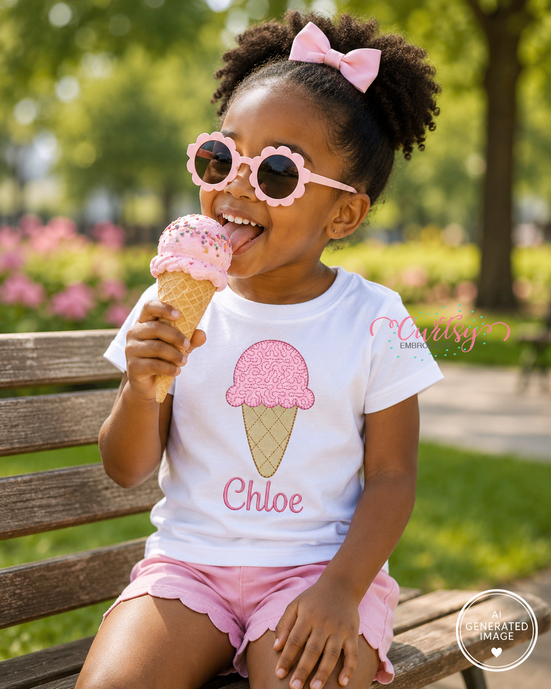 Quilted Ice Cream Cone Applique Design _ Logo 2