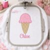 Quilted Ice Cream Cone Applique Design _ Logo 3
