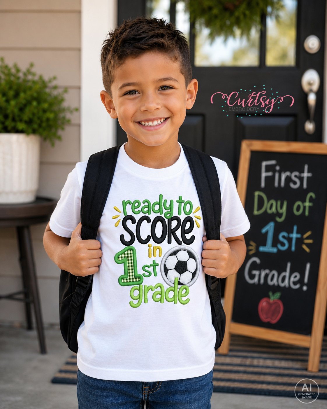 Ready to Score in 1st Grade Soccer Applique Design _ Logo 2 Ready to Score in 1st Grade Soccer Applique Design _ Logo 2