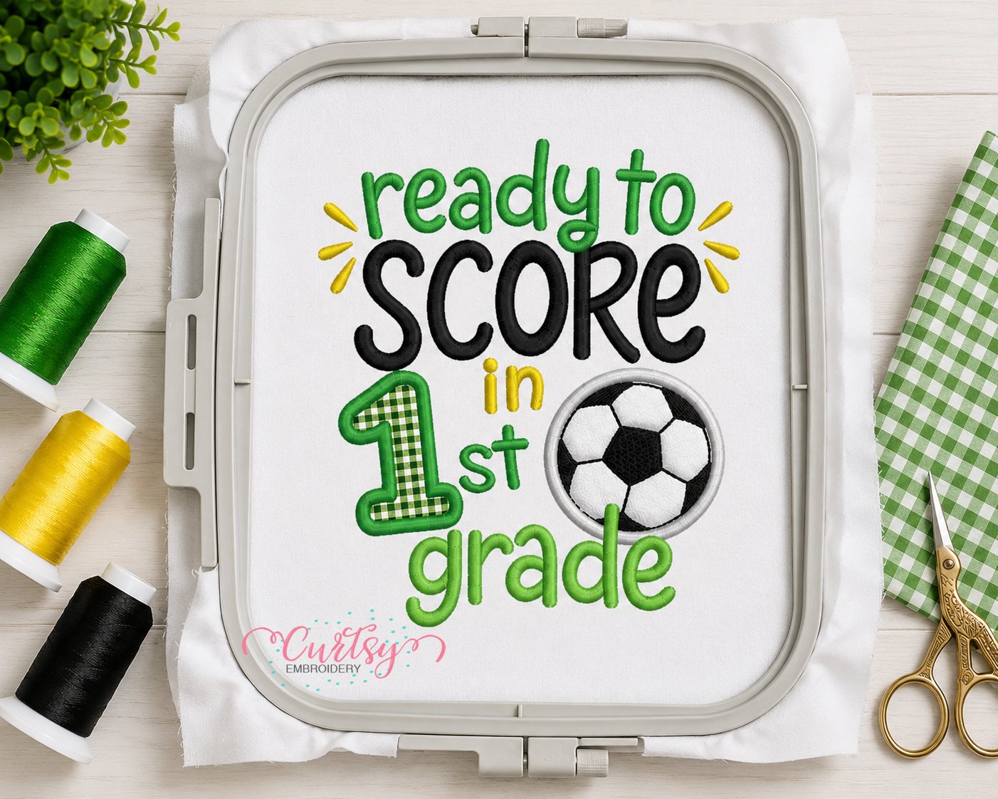 Ready to Score in 1st Grade Soccer Applique Design _ Logo 3 Ready to Score in 1st Grade Soccer Applique Design _ Logo 3